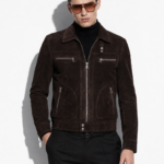 Bitter Brown Suede Cafe Racer Jacket