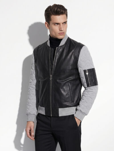 Hybrid Quilted Leather Bomber Jacket