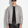 Light Gray Lambskin Bomber Jacket