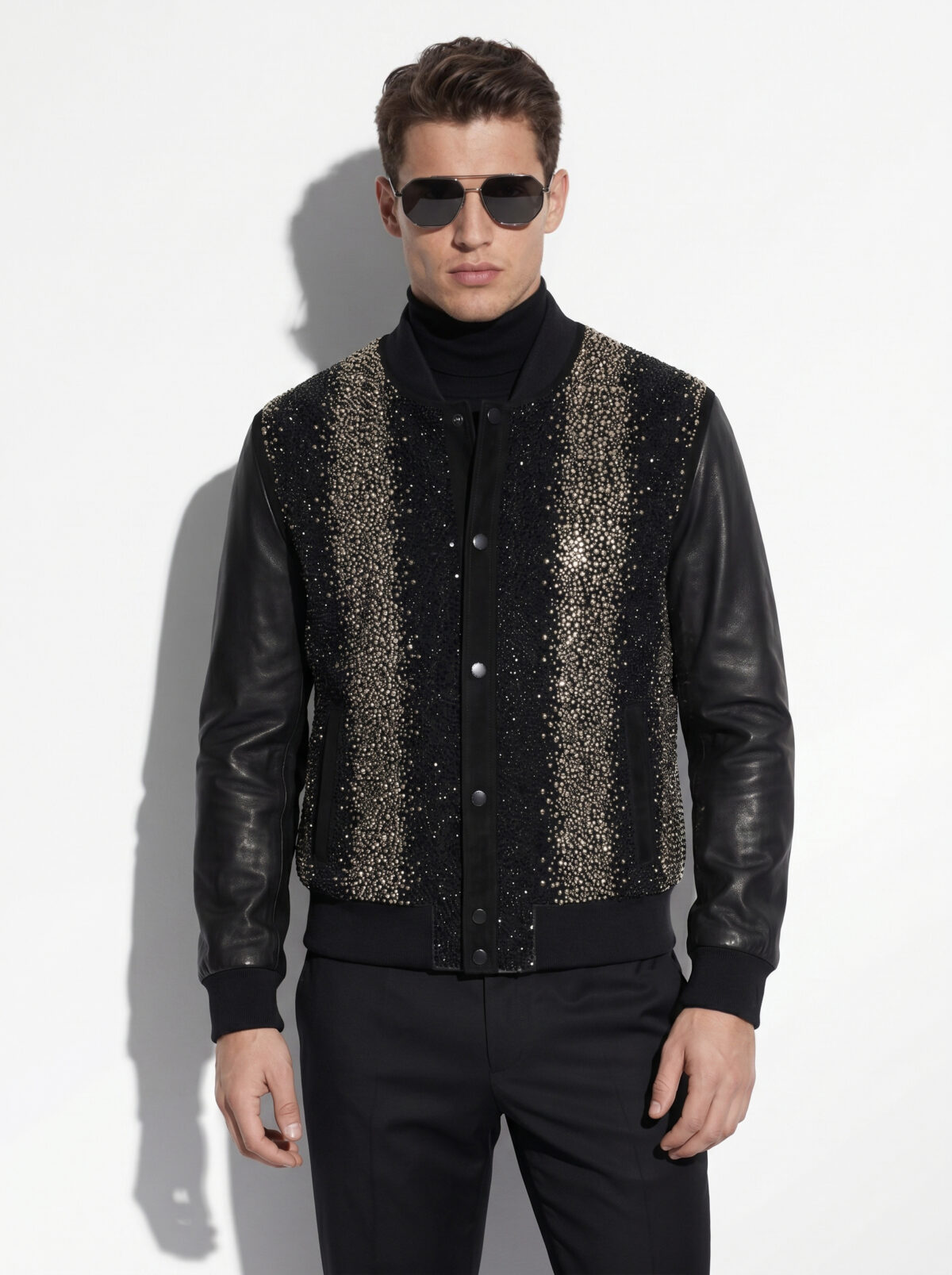 The Strass Embellished Hybrid Bomber Jacket
