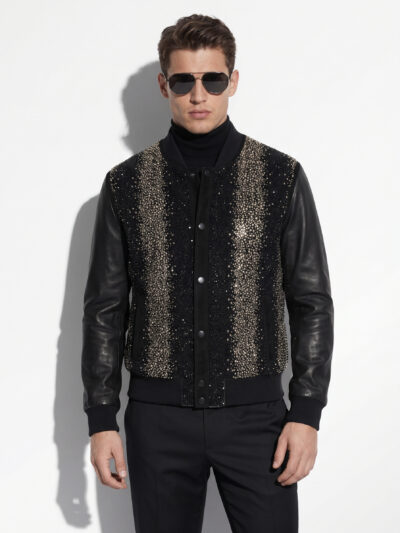 The Strass Embellished Hybrid Bomber Jacket