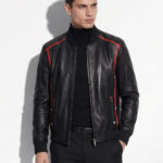 The Monaco Sport-Piped Leather Bomber Jacket