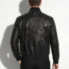 Skull Embossed Nappa Leather Bomber Jacket