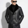 Black Shearling Coat with Mink Collar