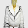 White Fox Fur Jacket With Black Trim