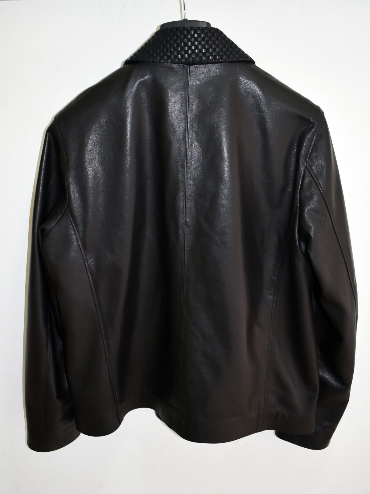 Black Nappa Jacket with Intrecciato Woven Details
