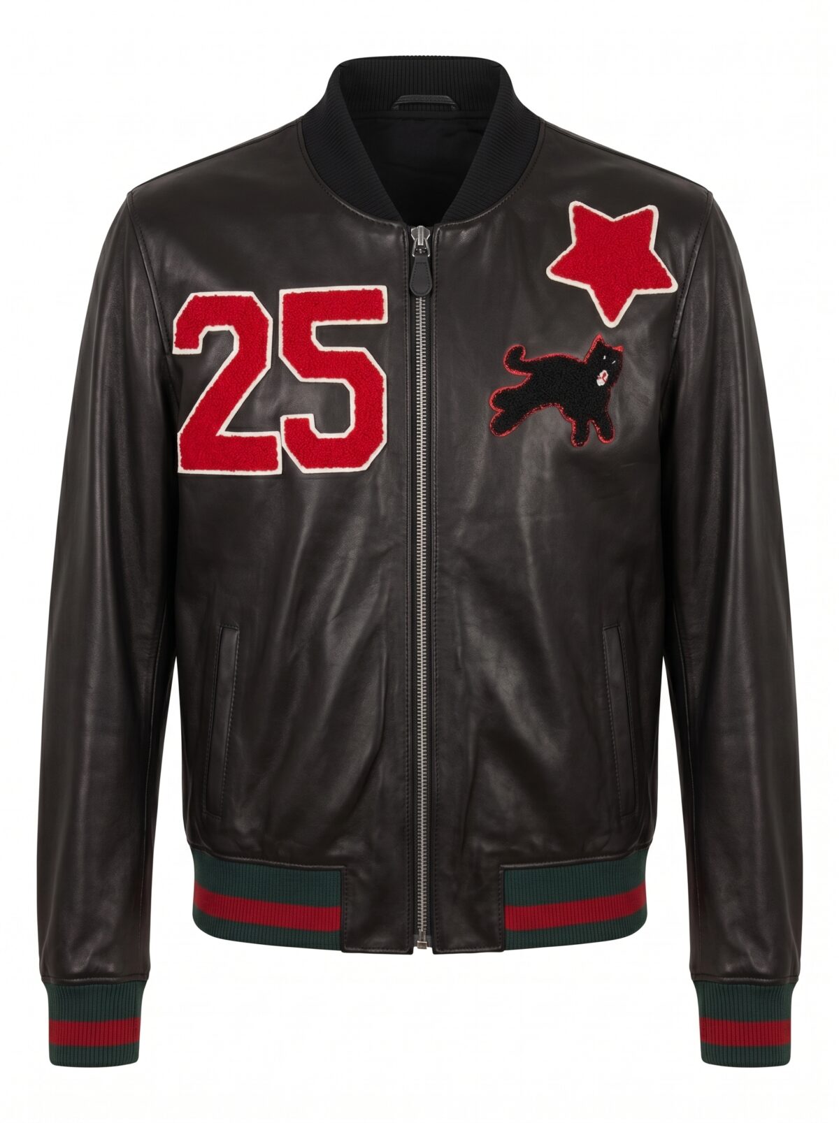 Cat Graphic Patch Nappa Leather Bomber