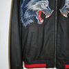 Wolf Embroidery Matte Leather Bomber