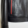 Black Nappa Jacket with Red Welt Detail