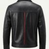 Black Nappa Jacket with Red Welt Detail