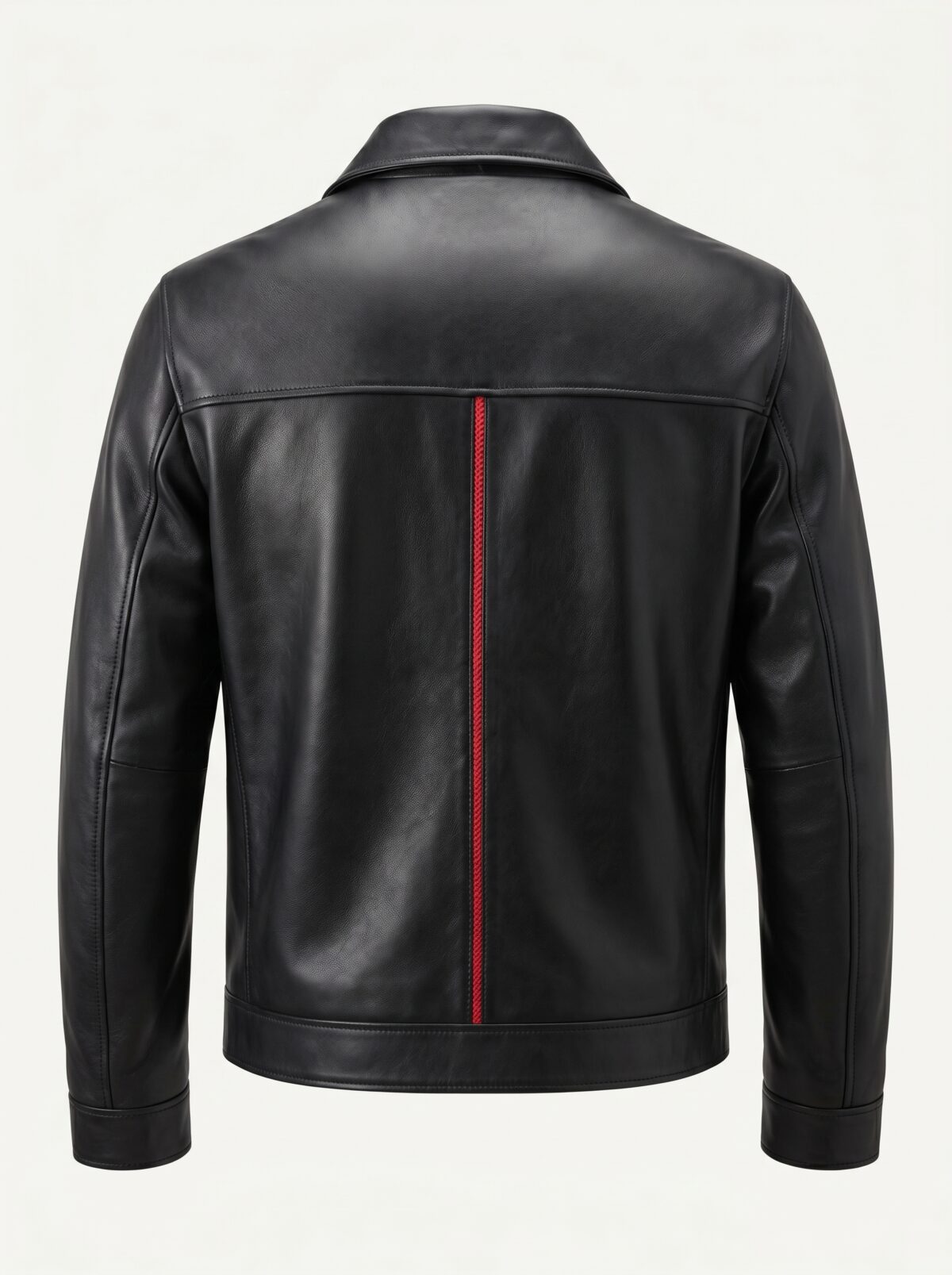 Black Nappa Jacket with Red Welt Detail