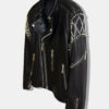 Studded Embellished Leather Biker Jacket