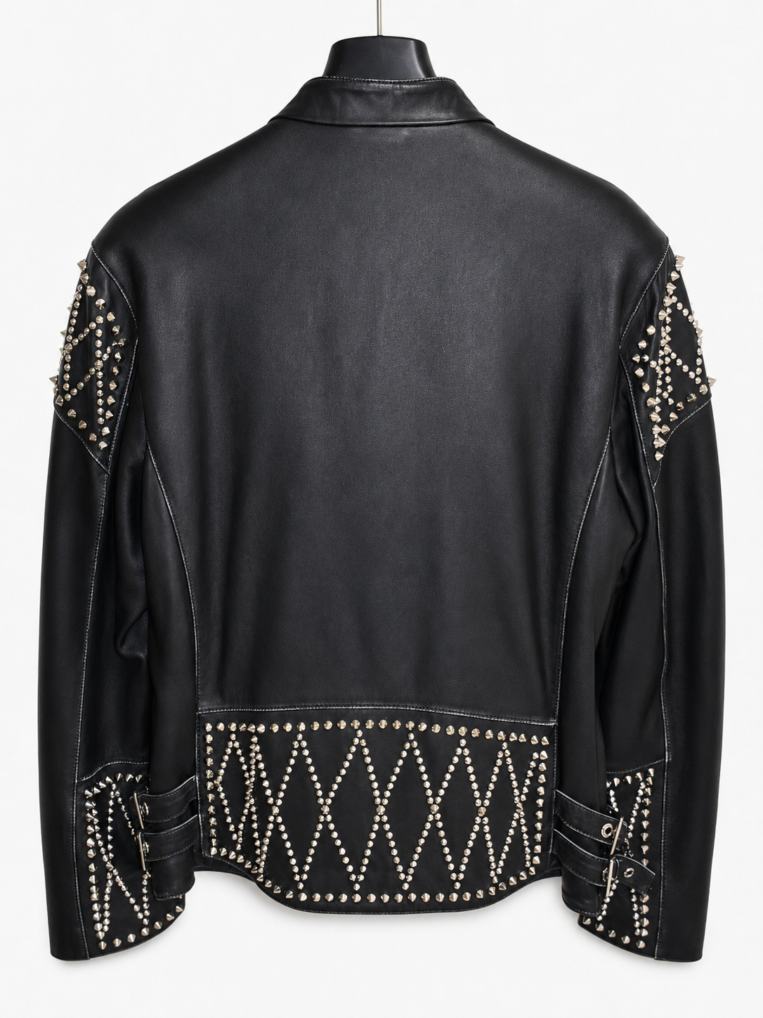 Studded Embellished Leather Biker Jacket