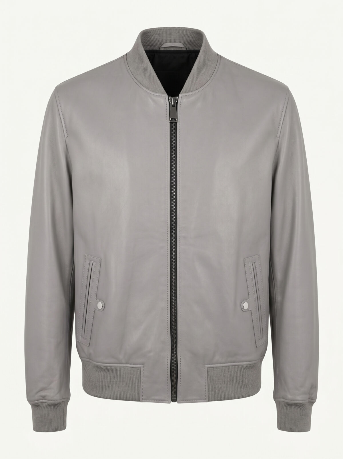 Light Gray Lambskin Bomber Jacket