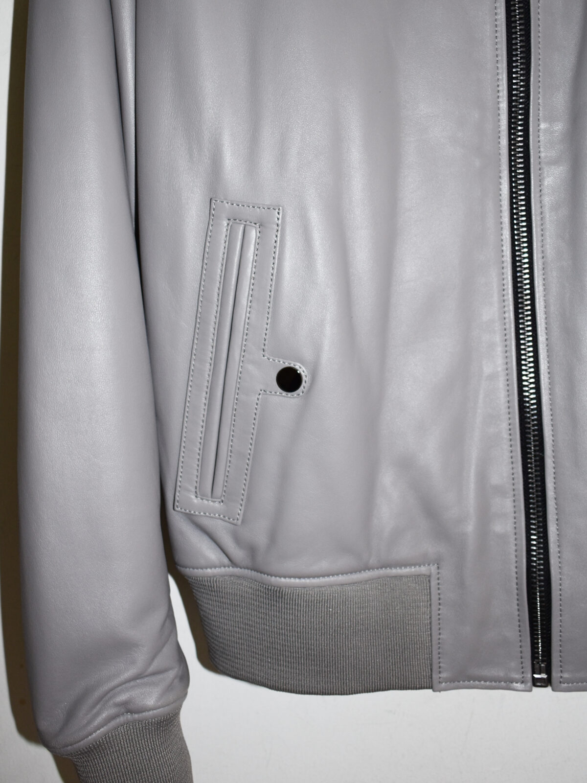 Light Gray Lambskin Bomber Jacket
