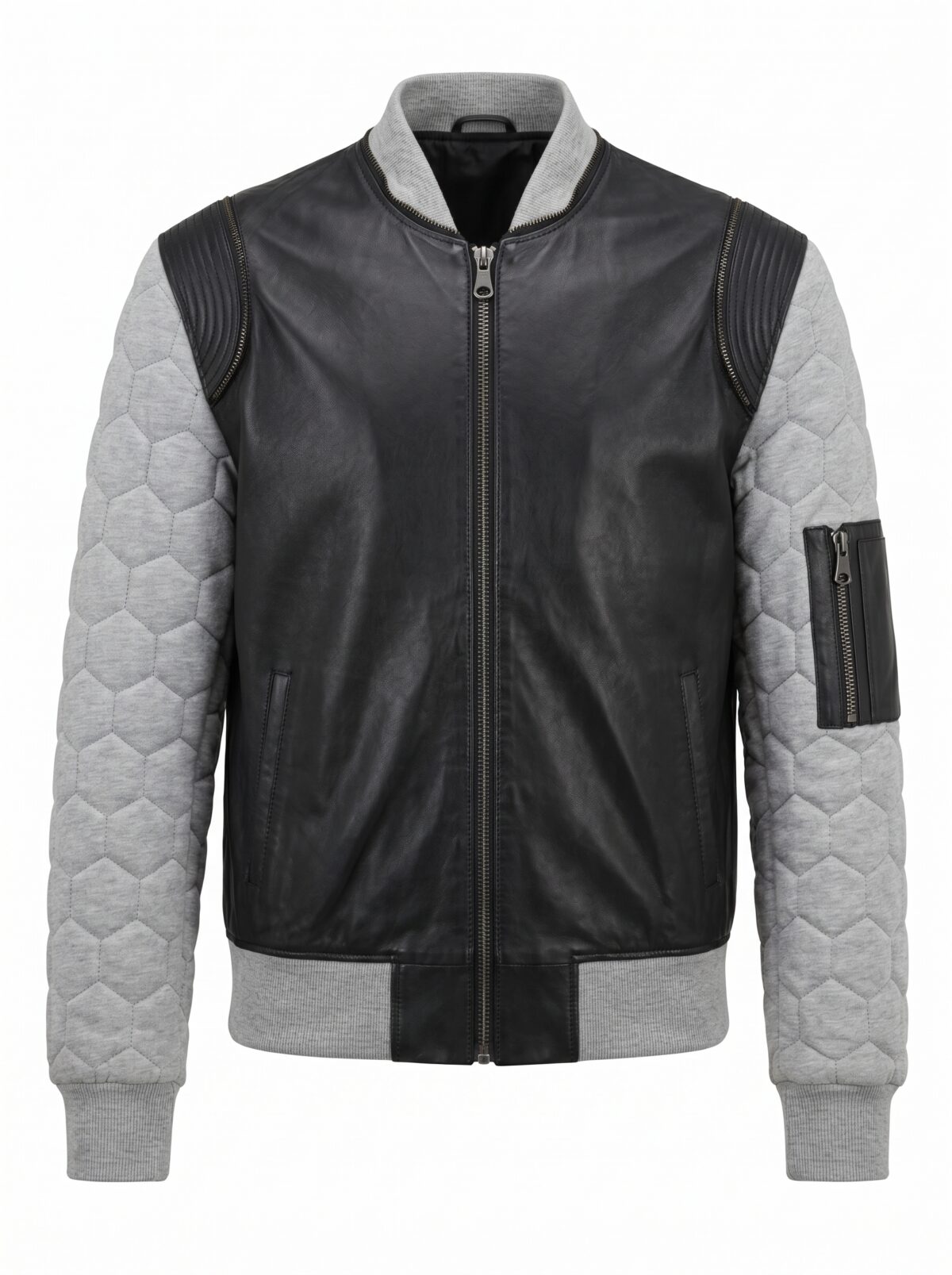 Hybrid Quilted Leather Bomber Jacket