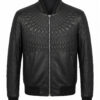 Sculpted Matelassé Leather Bomber Jacket