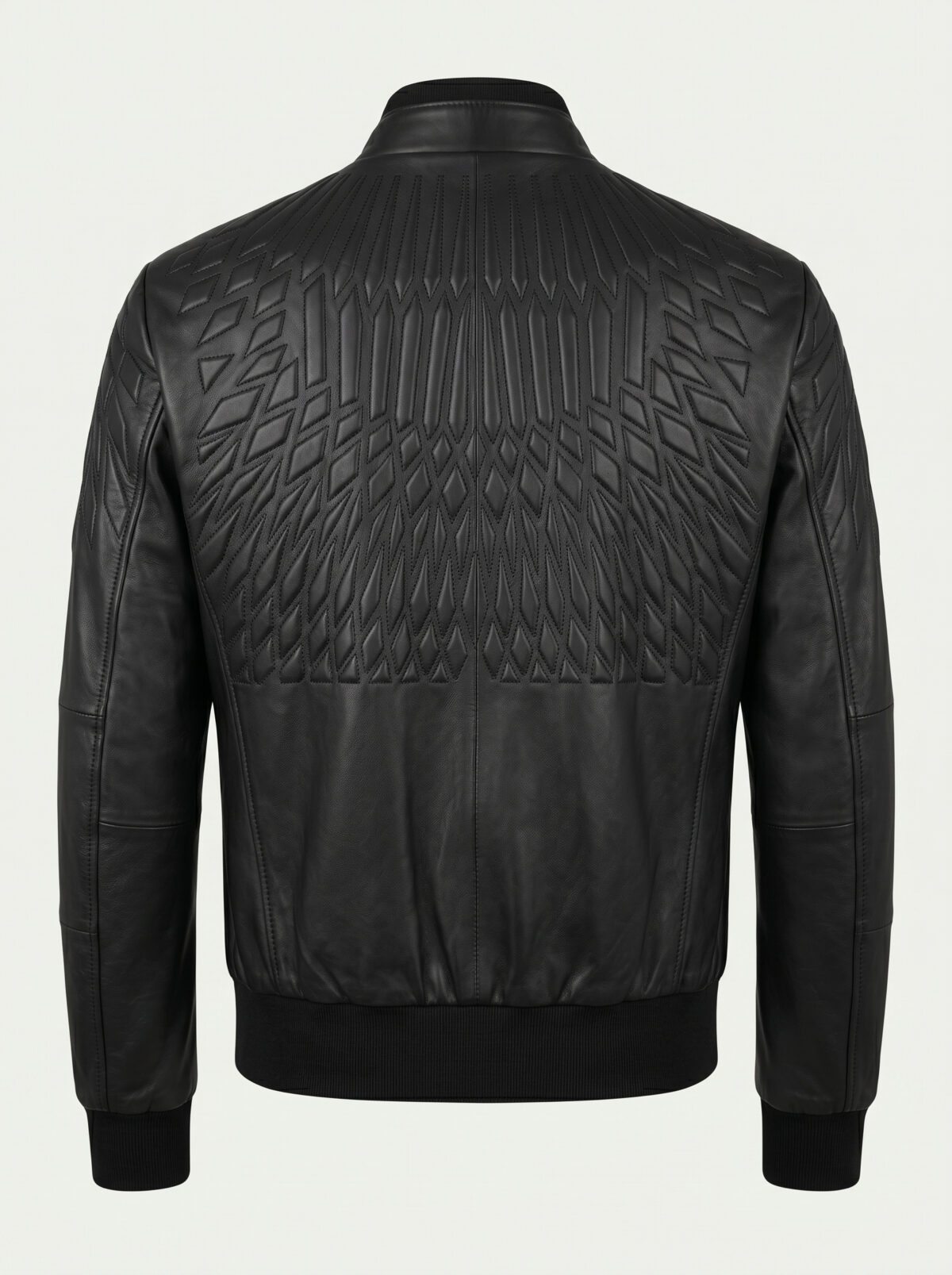 Sculpted Matelassé Leather Bomber Jacket