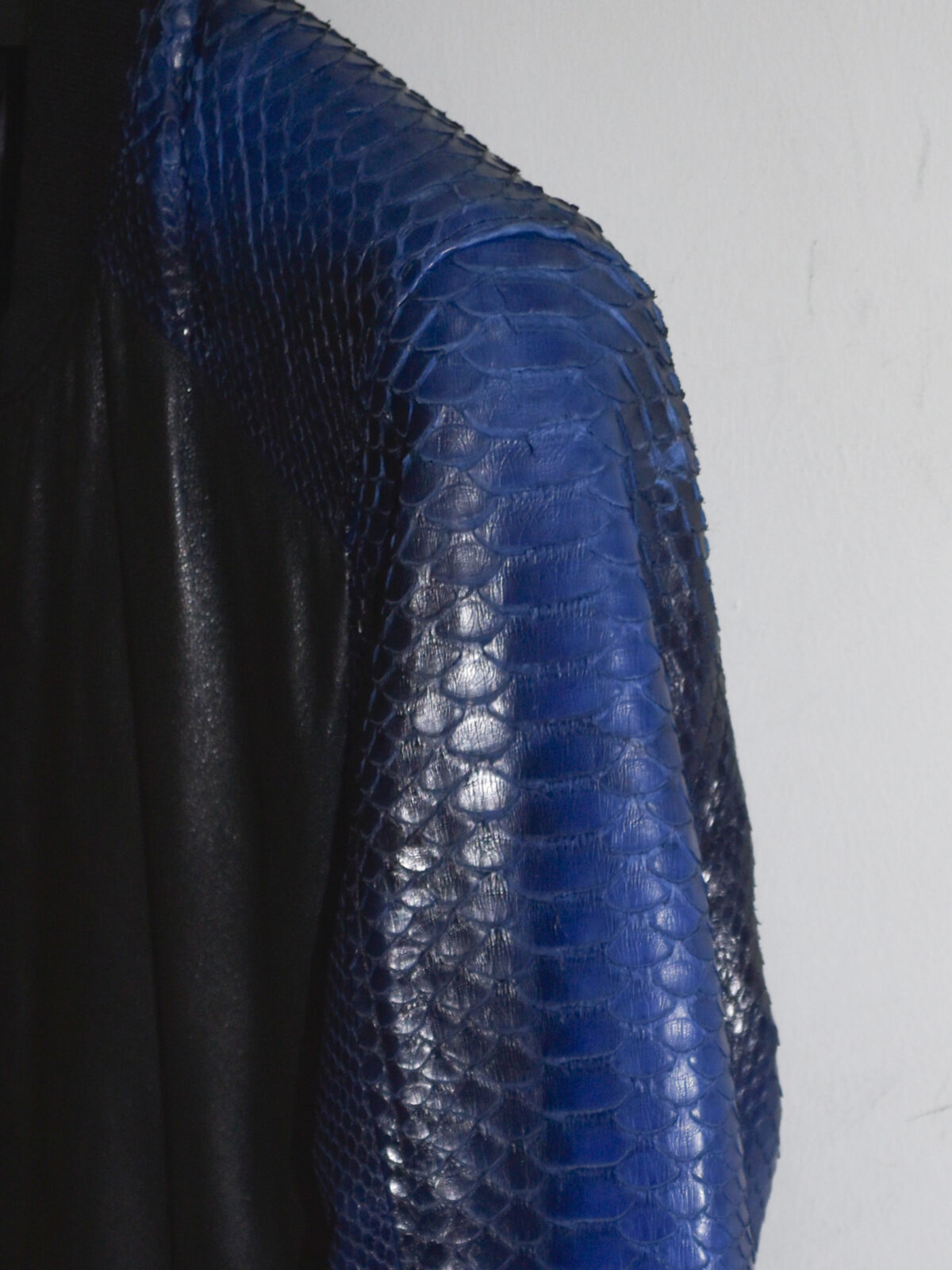 Python Leather Sleeve Nappa Bomber