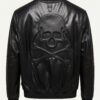 Skull Embossed Nappa Leather Bomber Jacket