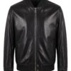 Skull Embossed Nappa Leather Bomber Jacket