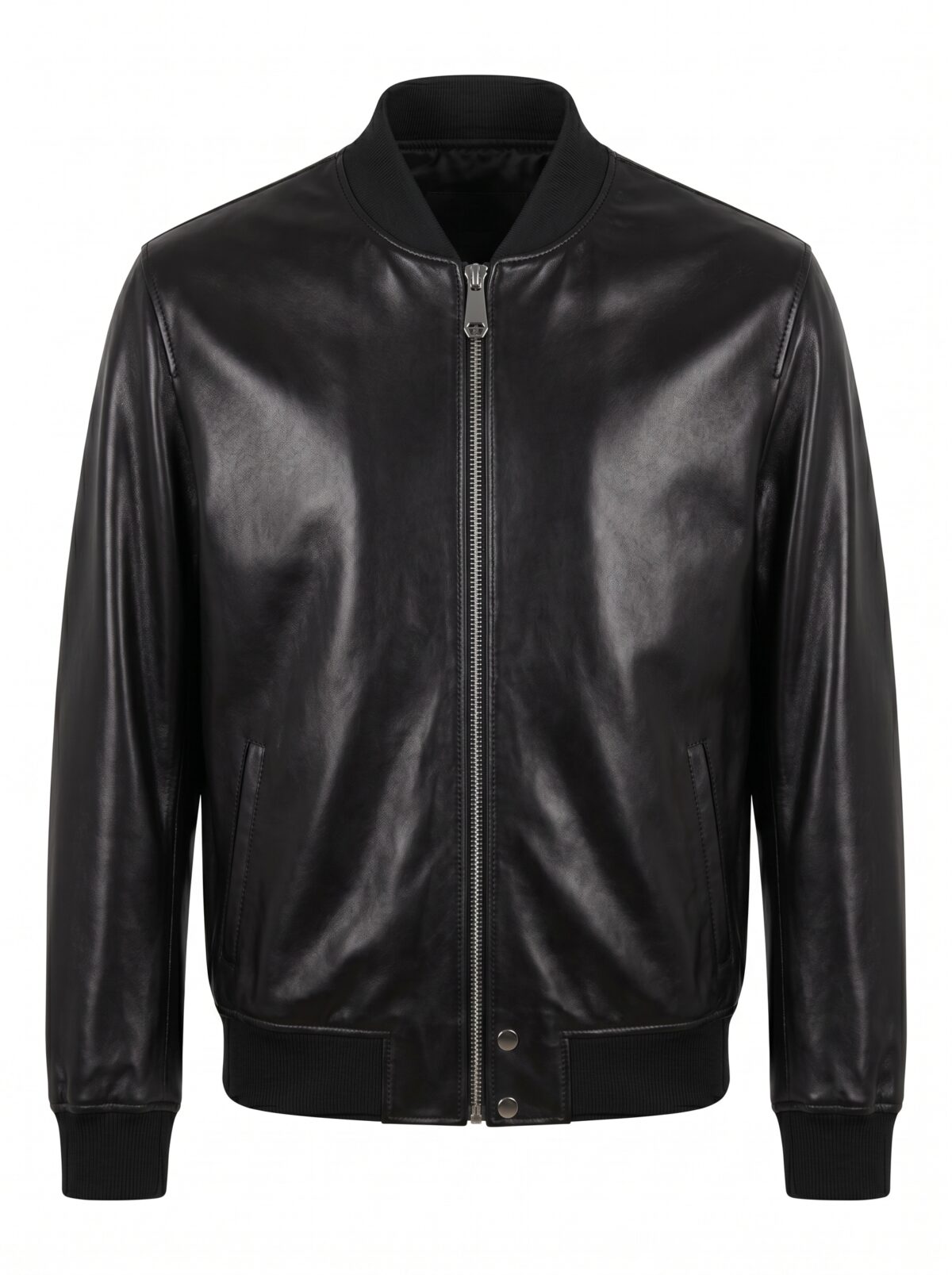 Skull Embossed Nappa Leather Bomber Jacket