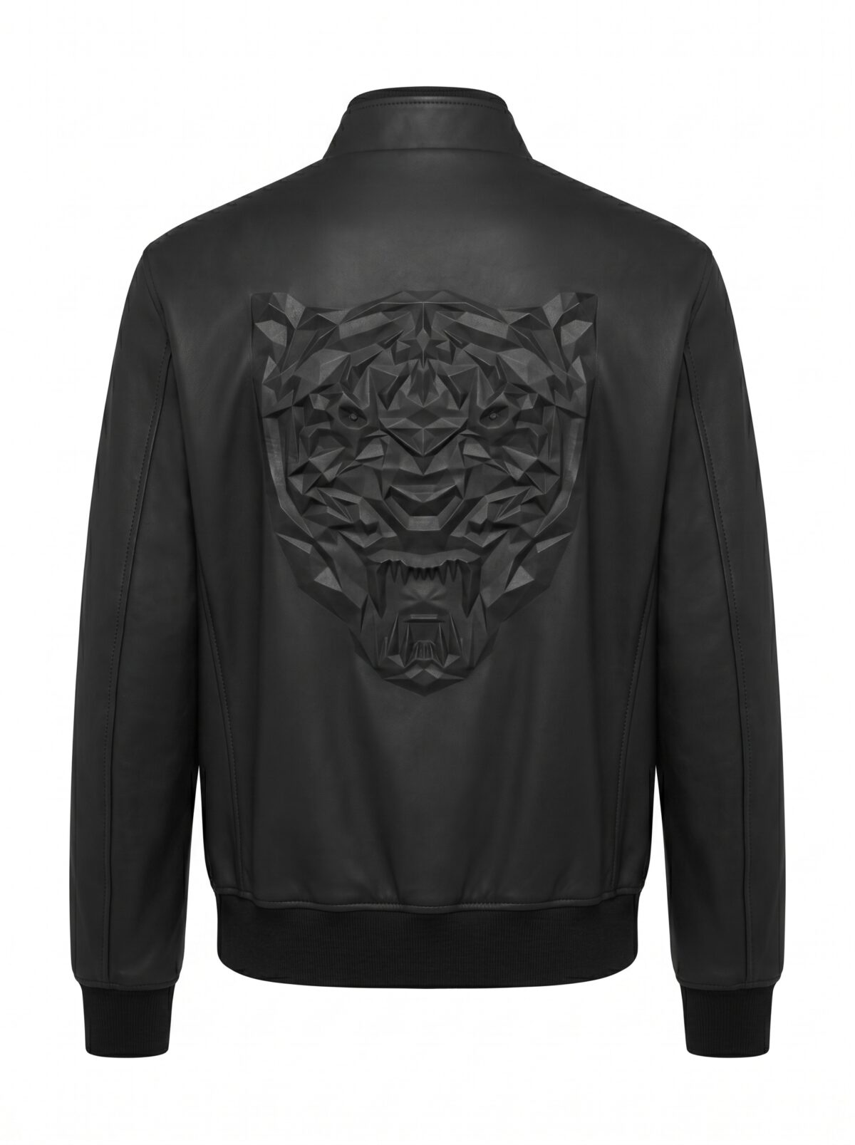 Tiger Embossed Matte Leather Bomber