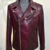Bordeaux Python Biker Jacket