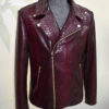 Bordeaux Python Biker Jacket