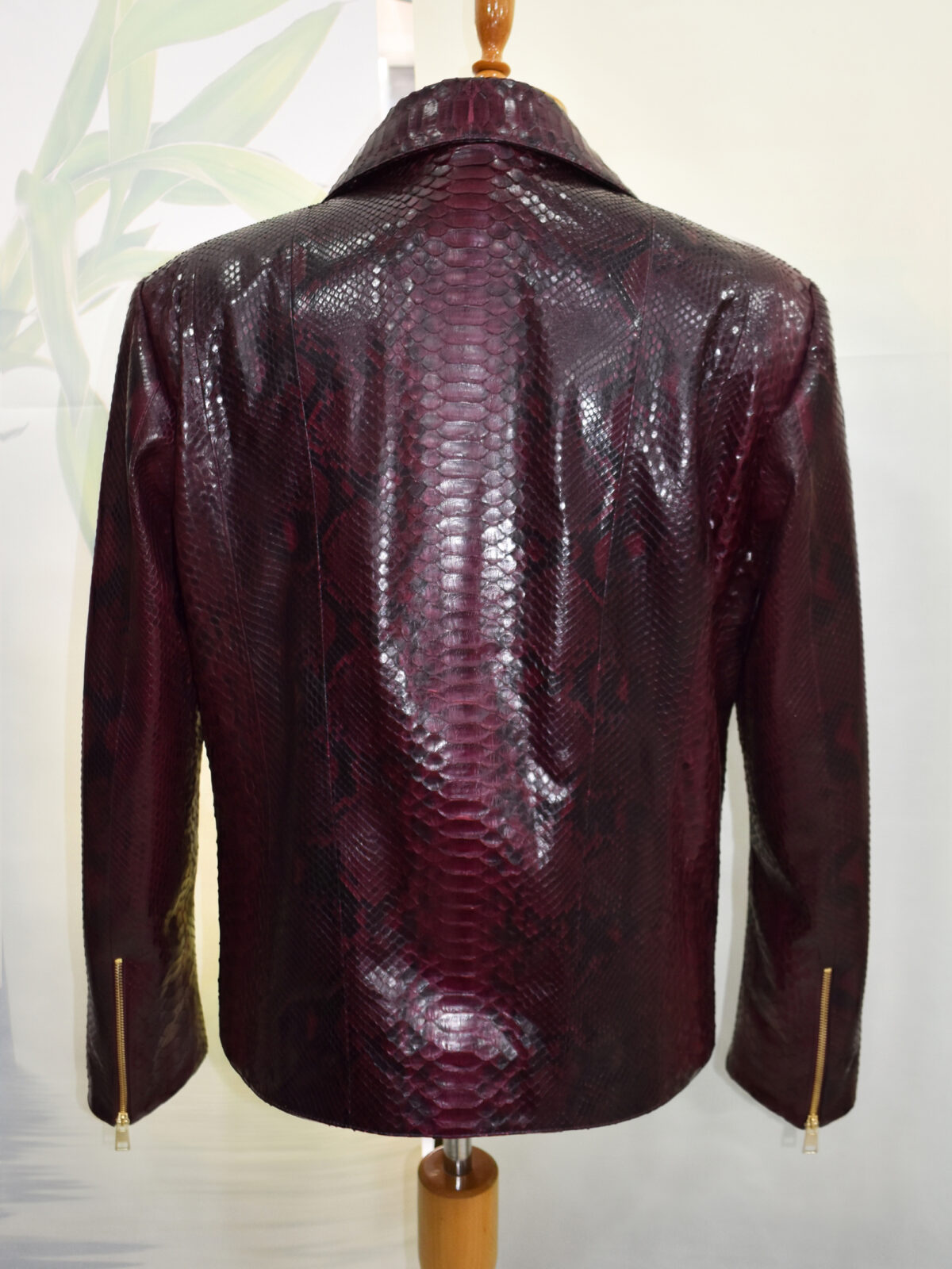 Bordeaux Python Biker Jacket