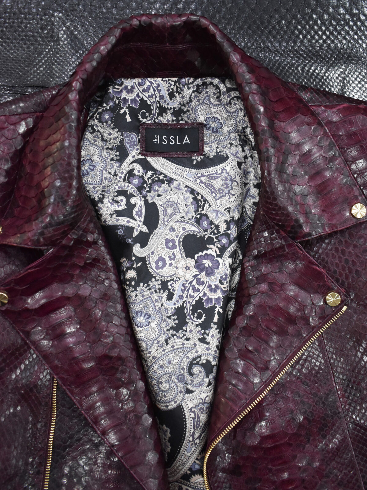 Bordeaux Python Biker Jacket
