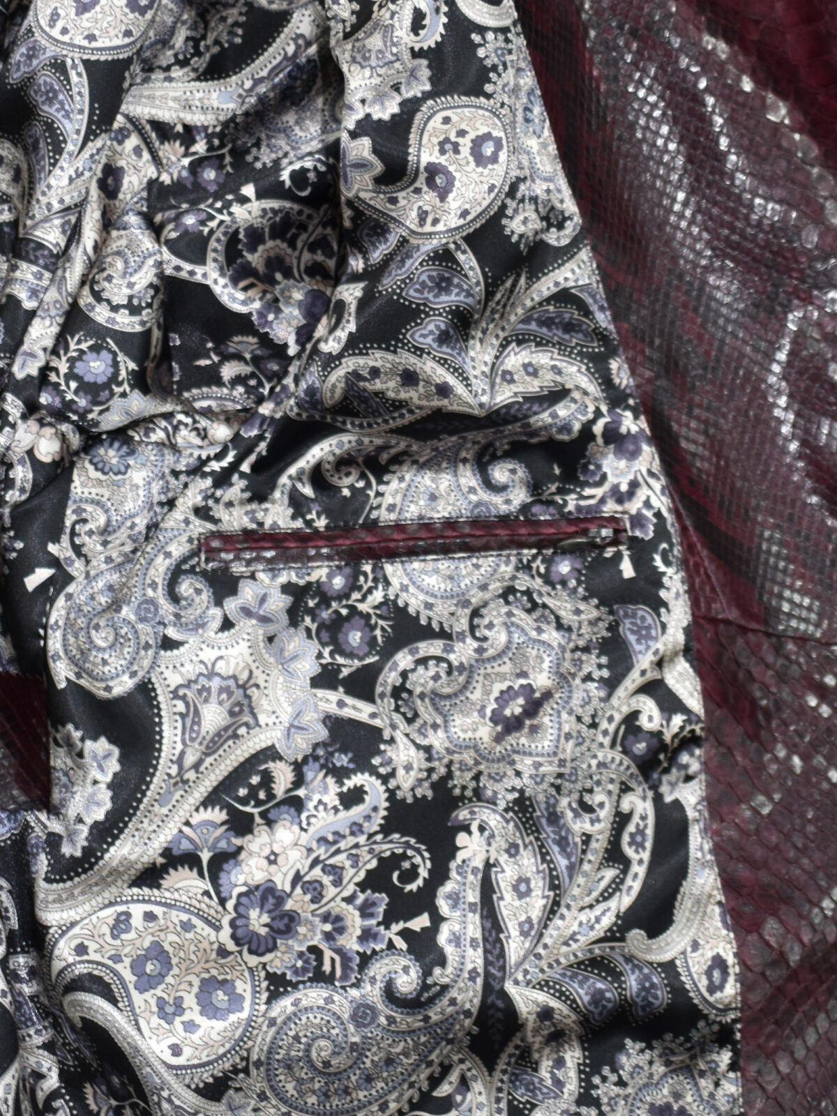 Bordeaux Python Biker Jacket