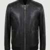 Crocodile Embossed Leather Bomber With Python Skin