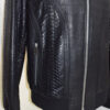 Crocodile Embossed Leather Bomber With Python Skin