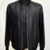 Crocodile Embossed Leather Bomber With Python Skin
