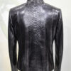 Metallic Grey Python Skin Racer Jacket