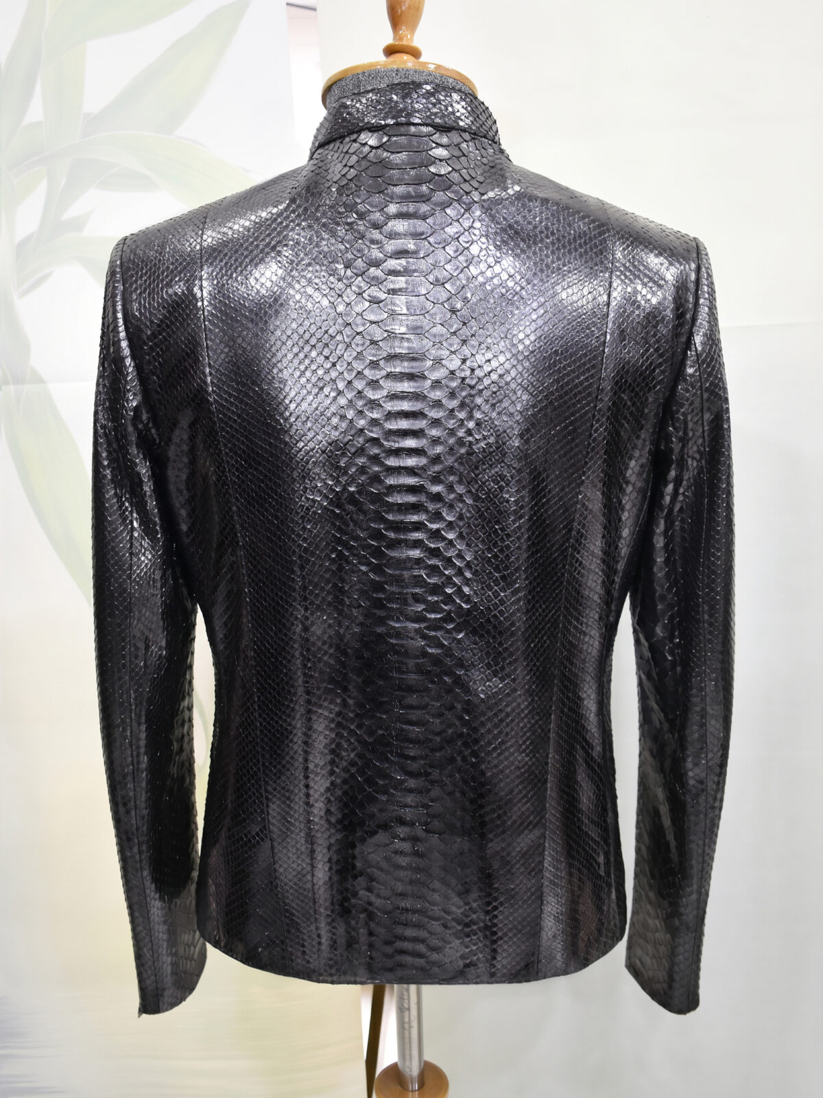 Metallic Grey Python Skin Racer Jacket