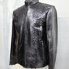Metallic Grey Python Skin Racer Jacket