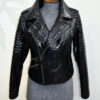 Python Leather Asymmetric Biker Jacket