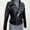 Python Leather Asymmetric Biker Jacket