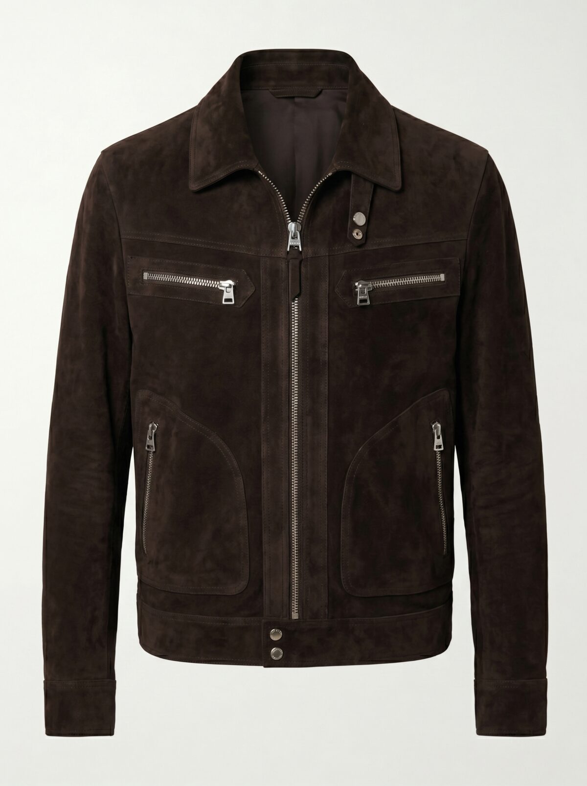 Bitter Brown Suede Cafe Racer Jacket