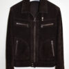 Bitter Brown Suede Cafe Racer Jacket