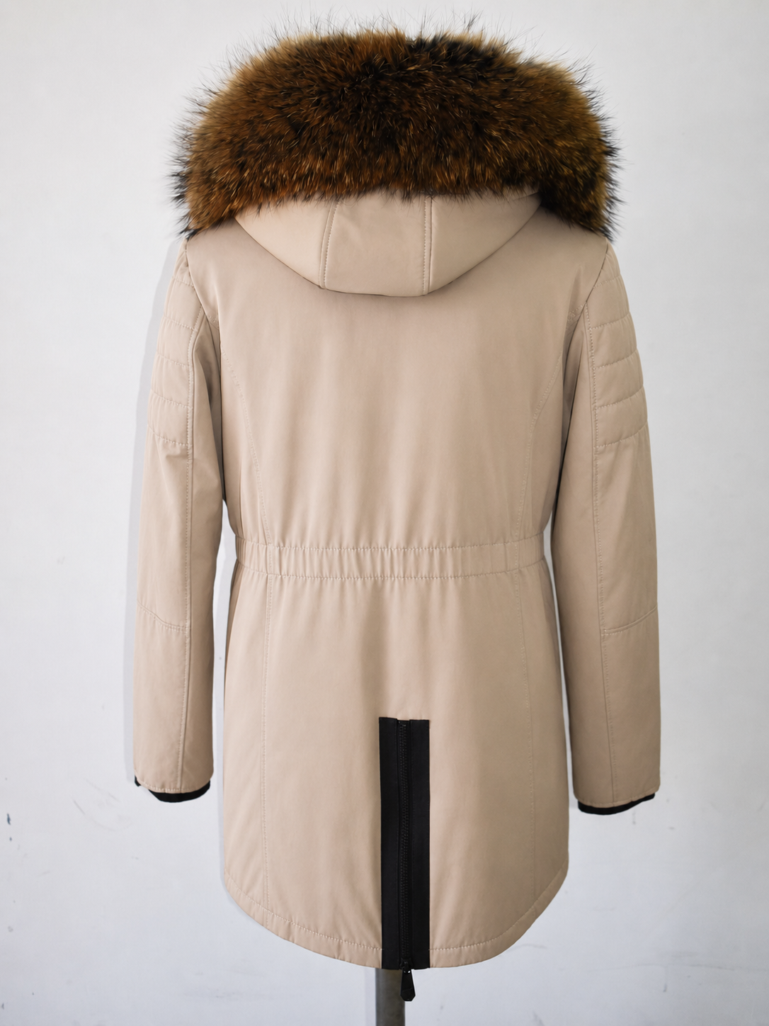 Parka with Detachable Raccoon Fur Trim