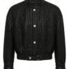 Oversized Hand-Woven Intrecciato Leather Bomber