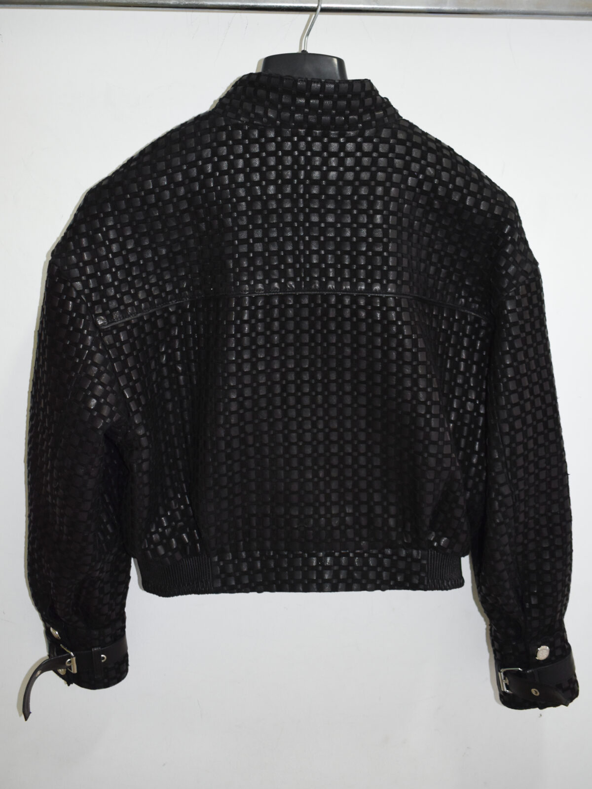 Oversized Hand-Woven Intrecciato Leather Bomber
