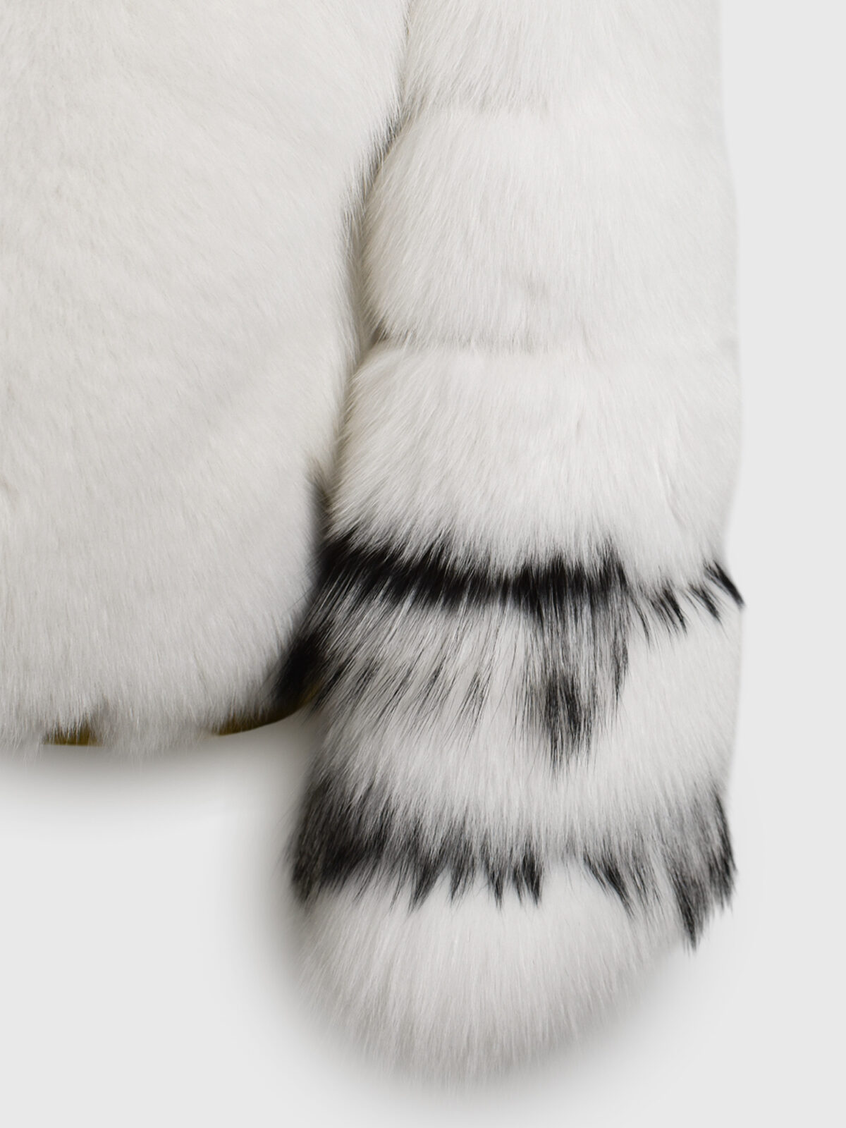 White Fox Fur Jacket With Black Trim