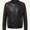 The Monaco Sport-Piped Leather Bomber Jacket