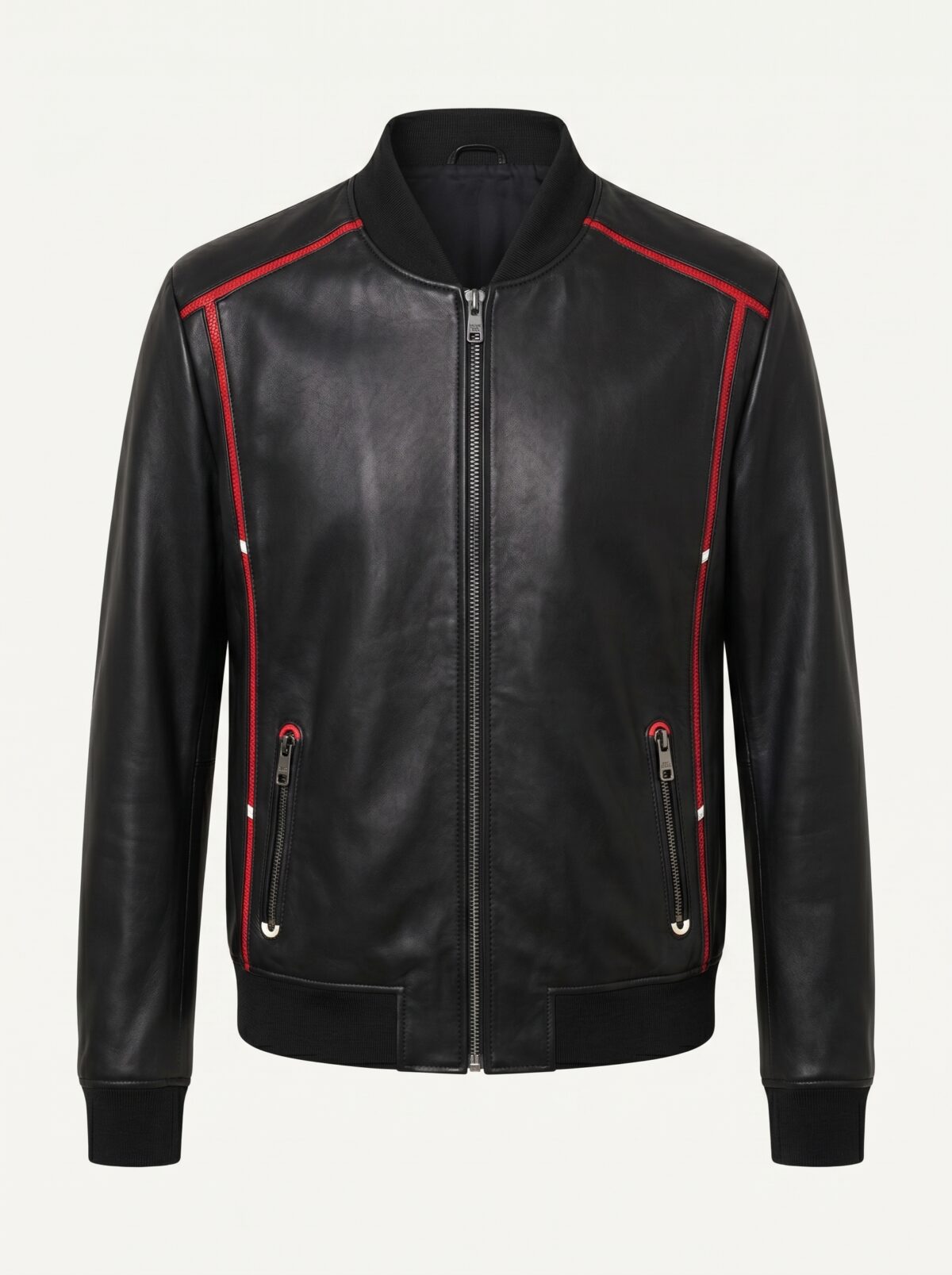 The Monaco Sport-Piped Leather Bomber Jacket