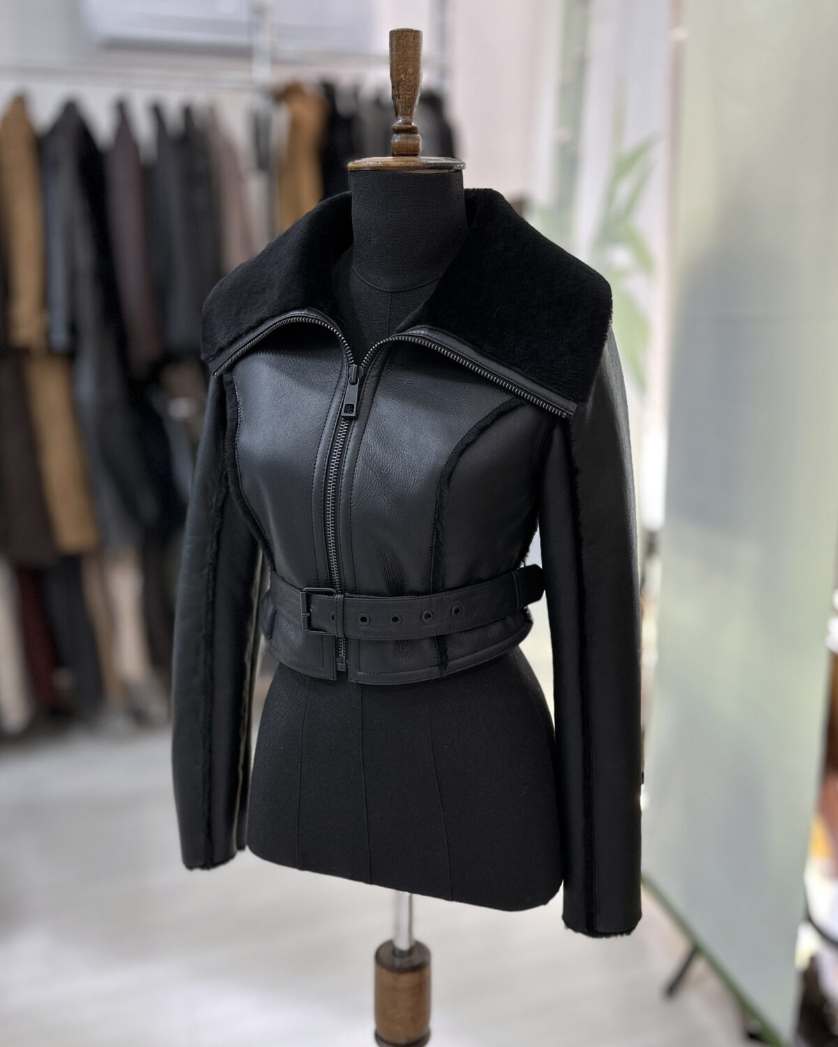 Cropped Shearling Fur Jacket