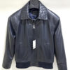 Intrecciato Collar Oversized Leather Bomber
